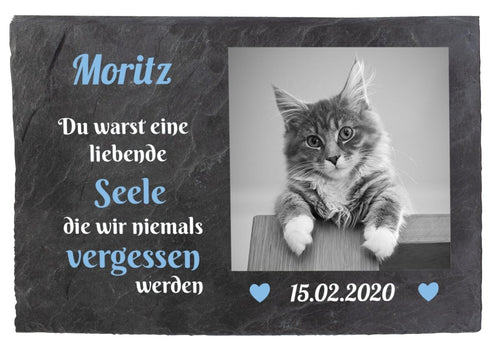 Gedenktafel für Tiere mit Foto Schwarz/Weiss, Namen und Datum M0244 - meinleinwand.de