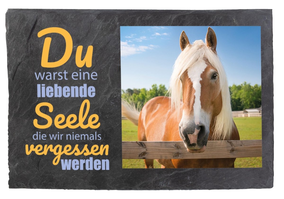 Gedenktafel für Tiere mit Foto und Spruch in Gelb M0245 - meinleinwand.de