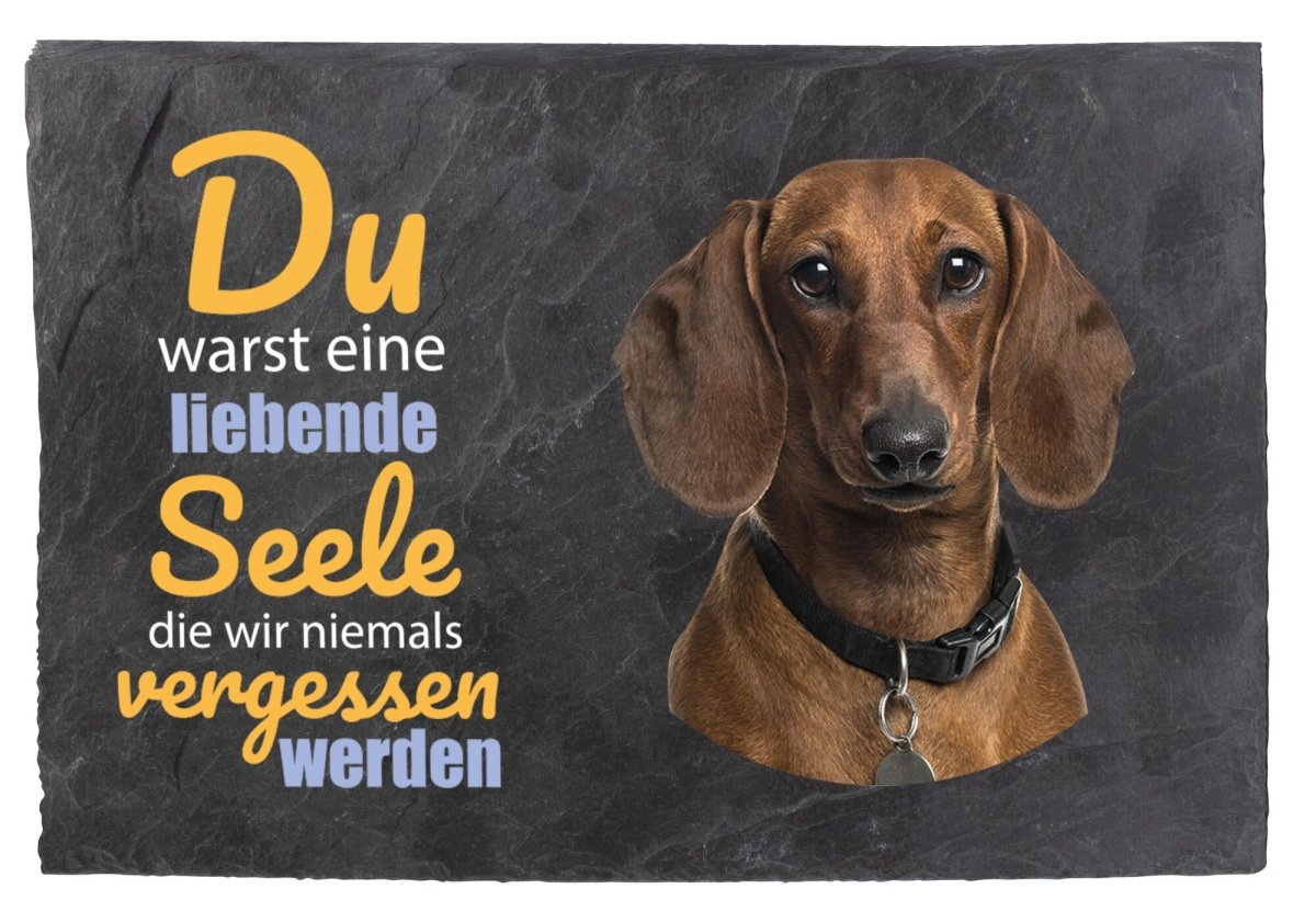 Gedenktafel für Tiere mit Bildausschnitt und Spruch in Gelb M0246 - meinleinwand.de
