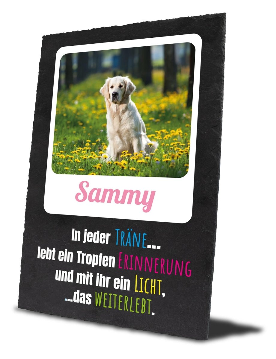 Gedenktafel für Tiere mit Polaroidbild, Namen und Spruch M0266 - meinleinwand.de