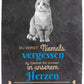 Gedenktafel für Tiere mit Bildausschnitt in Schwarz/Weiss, Spruch und Datum in Blau M0279 - meinleinwand.de