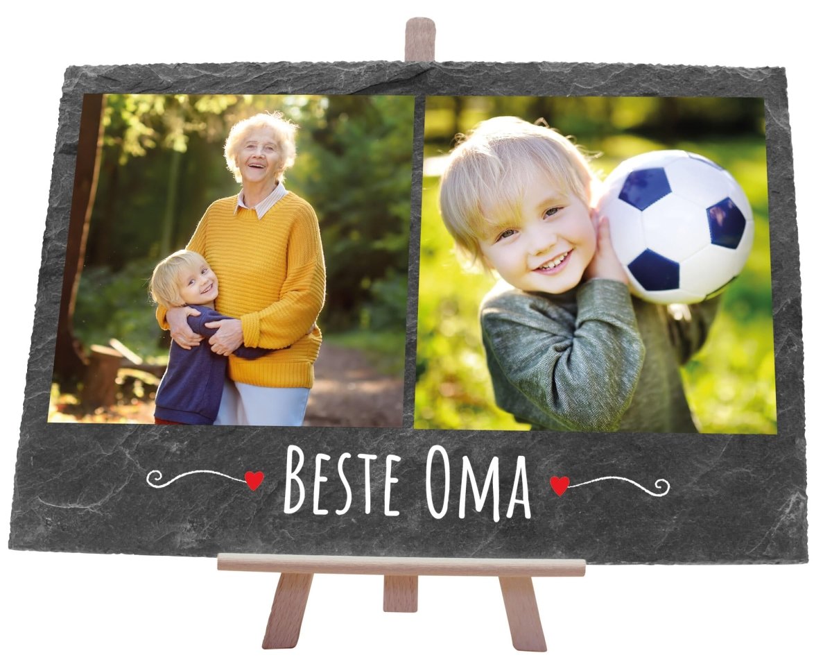 Schiefertafel Beste Oma mit Bildern und Verzierung M0290 - meinleinwand.de