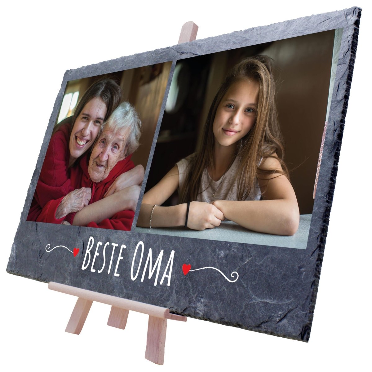 Schiefertafel Beste Oma mit Bildern und Verzierung M0290 - meinleinwand.de