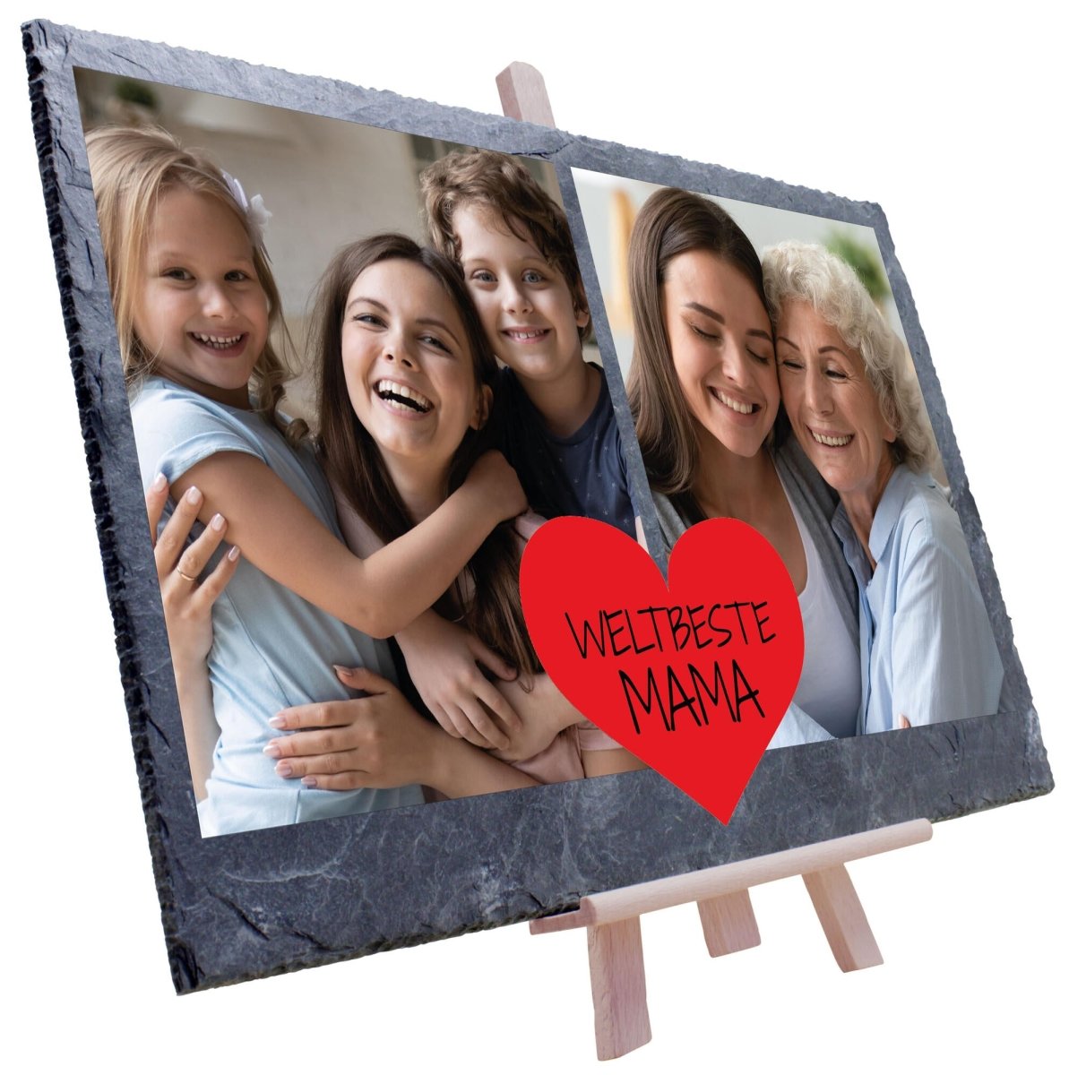 Schiefertafel Weltbeste Mama mit Bildern und rotem Herz M0302 - meinleinwand.de