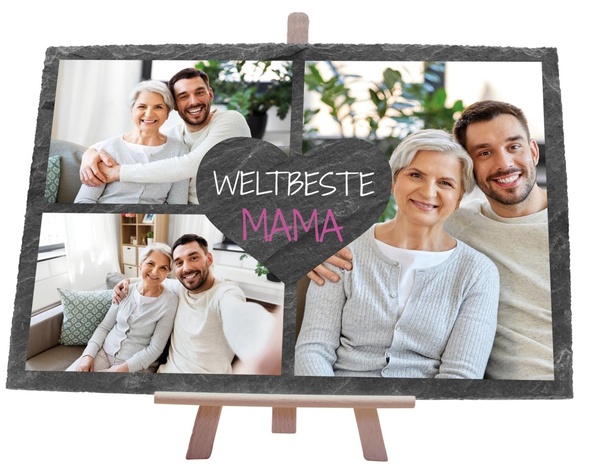 Schiefertafel Weltbeste Mama mit Collage M0303 - meinleinwand.de