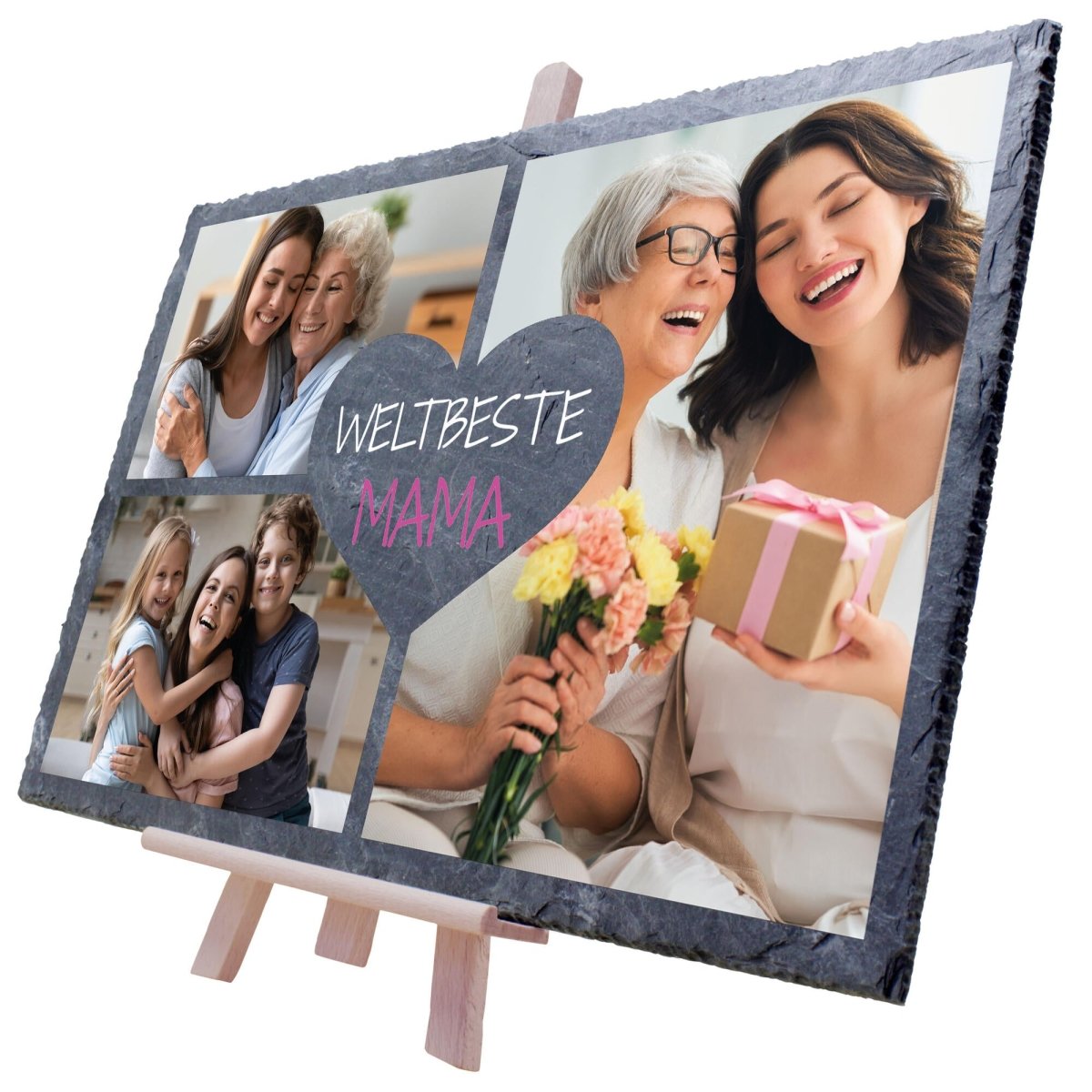 Schiefertafel Weltbeste Mama mit Collage M0303 - meinleinwand.de