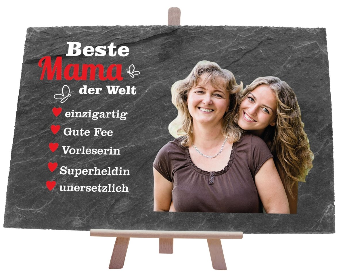 Schiefertafel Beste Mama der Welt mit Bildausschnitt und Synonymen M0305 - meinleinwand.de