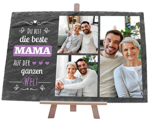 Schiefertafel Beste Mamaauf der Welt mit Collage und Spruch M0309 - meinleinwand.de