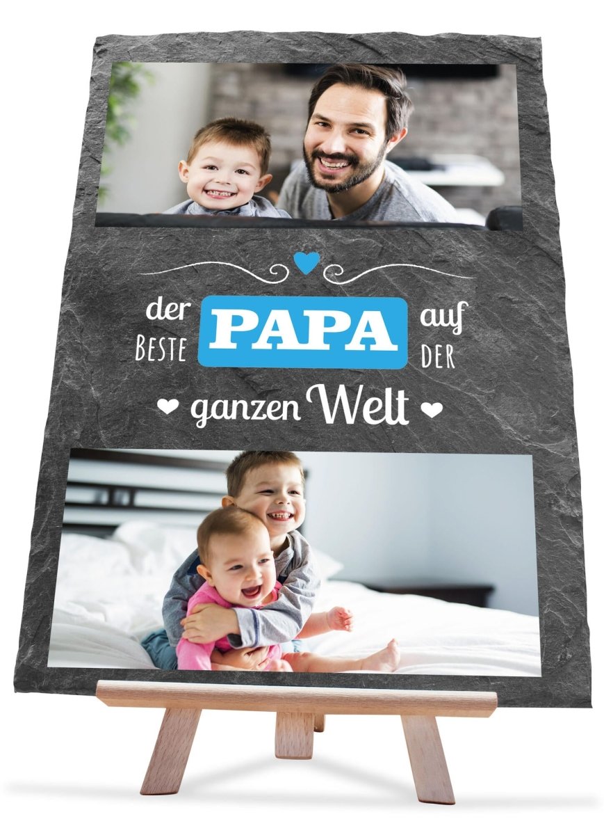 Schiefertafel Bester Papa auf der Welt mit Bildern und Spruch M0322 - meinleinwand.de