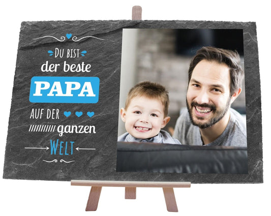 Schiefertafel Bester Papa auf der Welt mit Bild und Spruch M0324 - meinleinwand.de