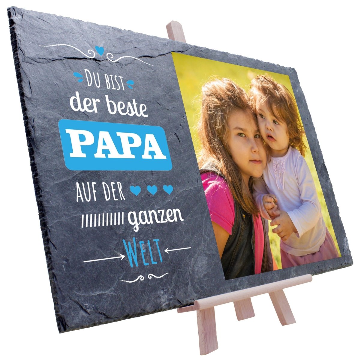 Schiefertafel Bester Papa auf der Welt mit Bild und Spruch M0324 - meinleinwand.de