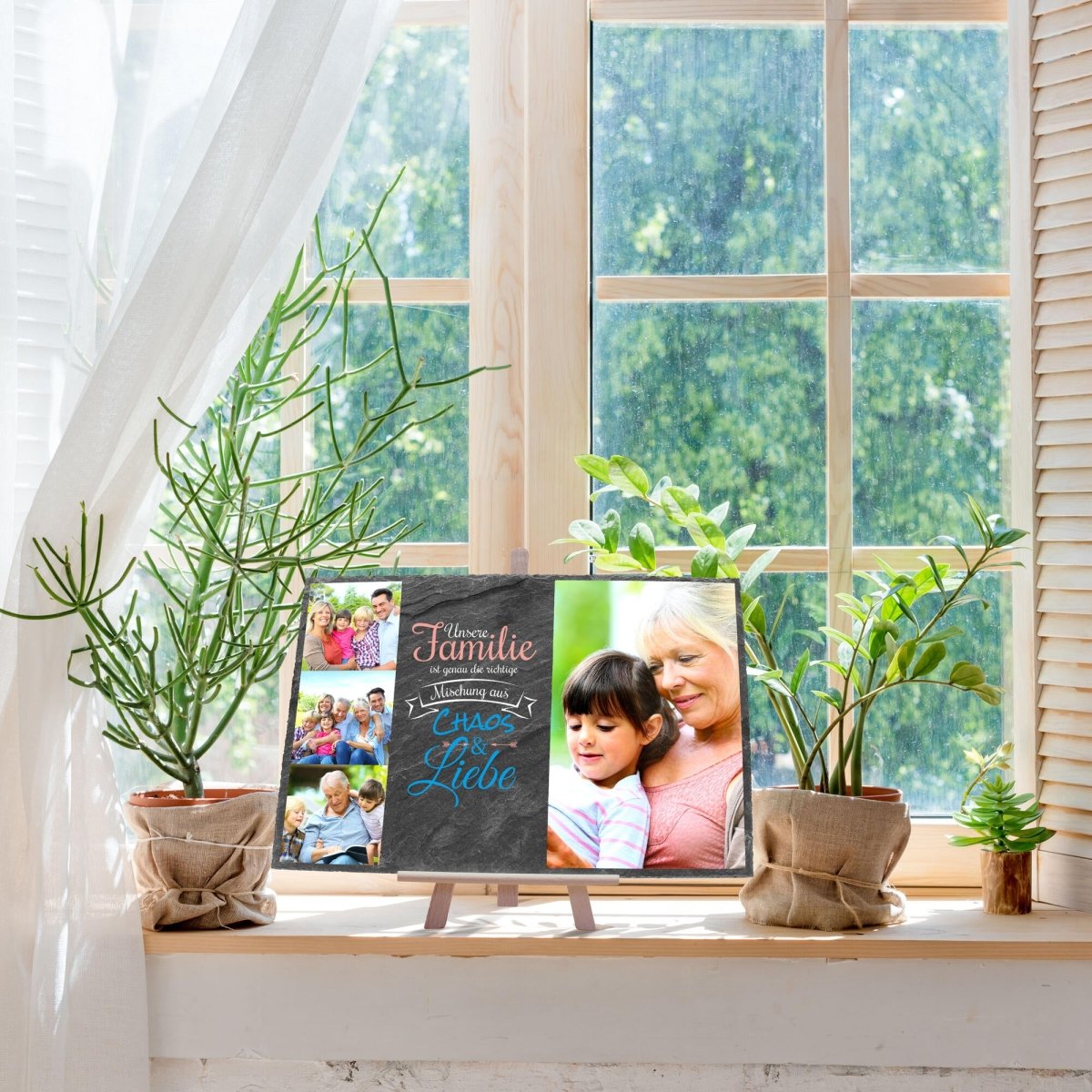 Schiefertafel Familie mit Bildercollage M0448 - meinleinwand.de