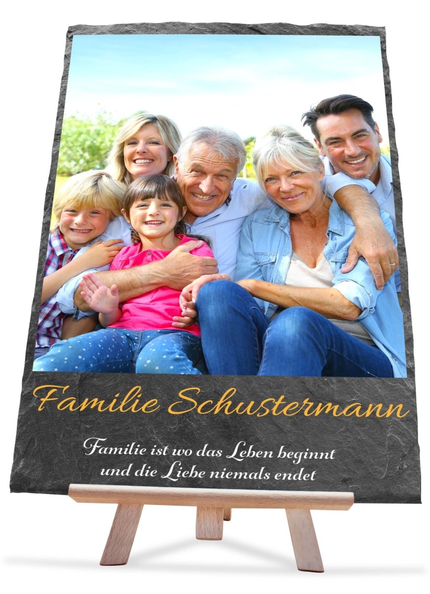 Schiefertafel Familie mit Bild und Namen M0449 - meinleinwand.de