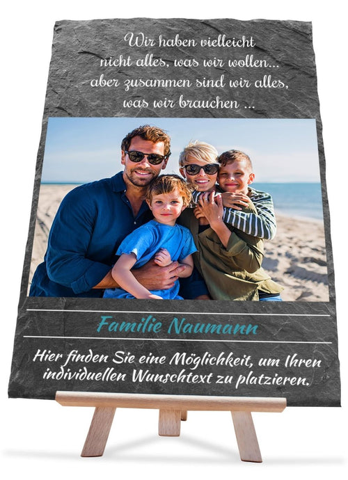 Schiefertafel Familie mit Sprüchen, Namen und Bild M0459 - meinleinwand.de