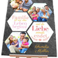 Schiefertafel Familie Liebe mit 3 Bilder Hexagons und Spruch M0465 - meinleinwand.de