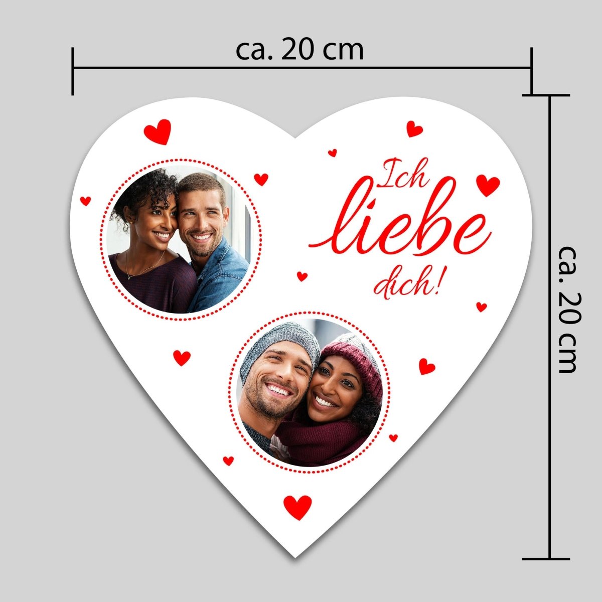 Schieferherz Weiss mit Ich liebe dich in Rot mit 2 Bildern, roten Herzen und Geschenkbox M0638 - meinleinwand.de