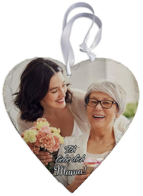 Schieferherz Ich liebe dich Mama mit eigenem Bild M0665 - meinleinwand.de