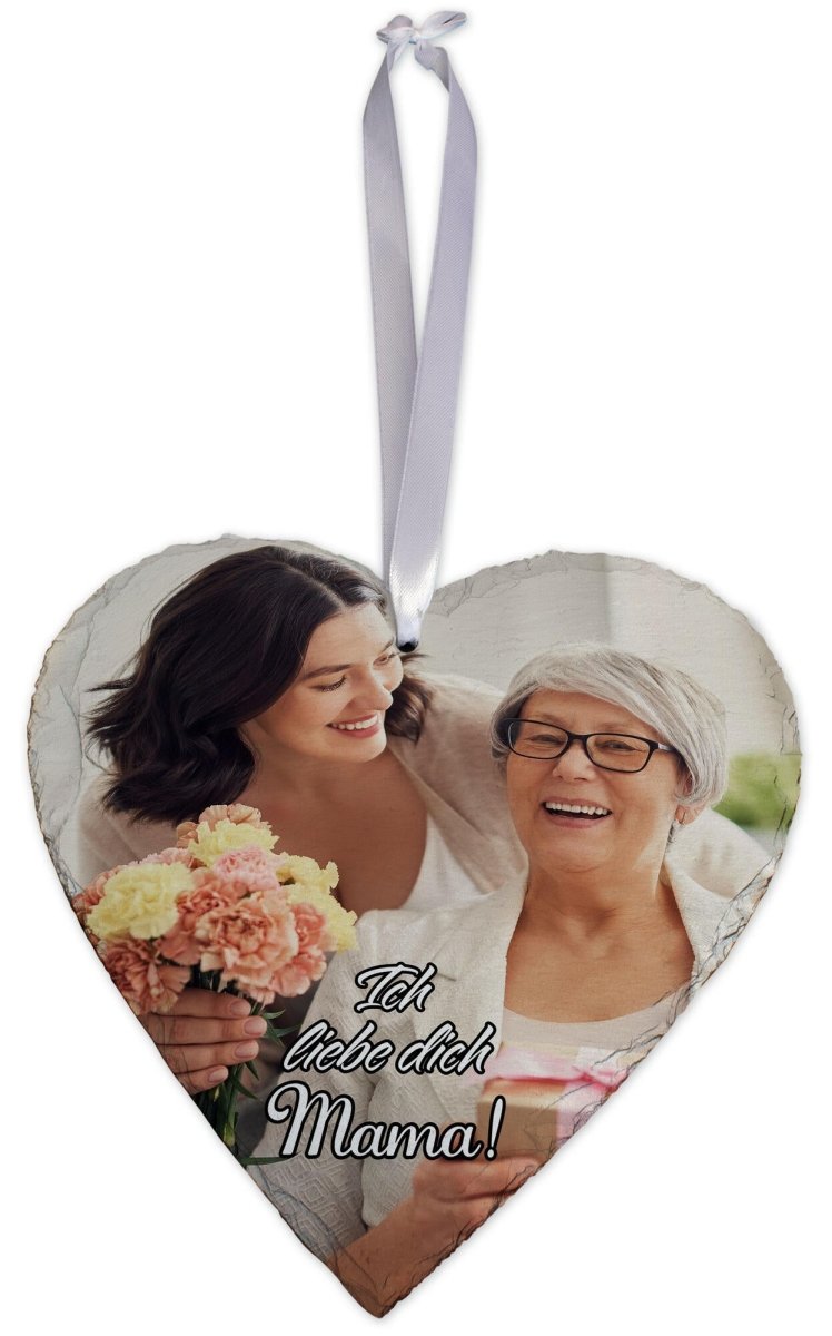 Schieferherz Ich liebe dich Mama mit eigenem Bild M0665 - meinleinwand.de