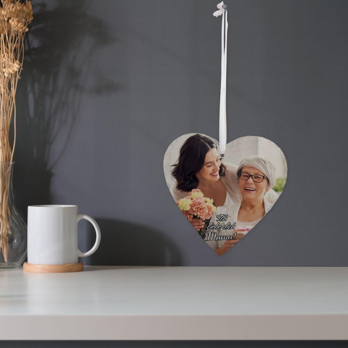 Schieferherz Ich liebe dich Mama mit eigenem Bild M0665 - meinleinwand.de