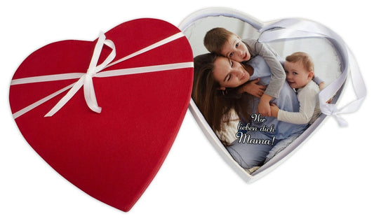 Schieferherz Wir lieben dich Mama mit eigenem Bild und Geschenkbox M0672 - meinleinwand.de