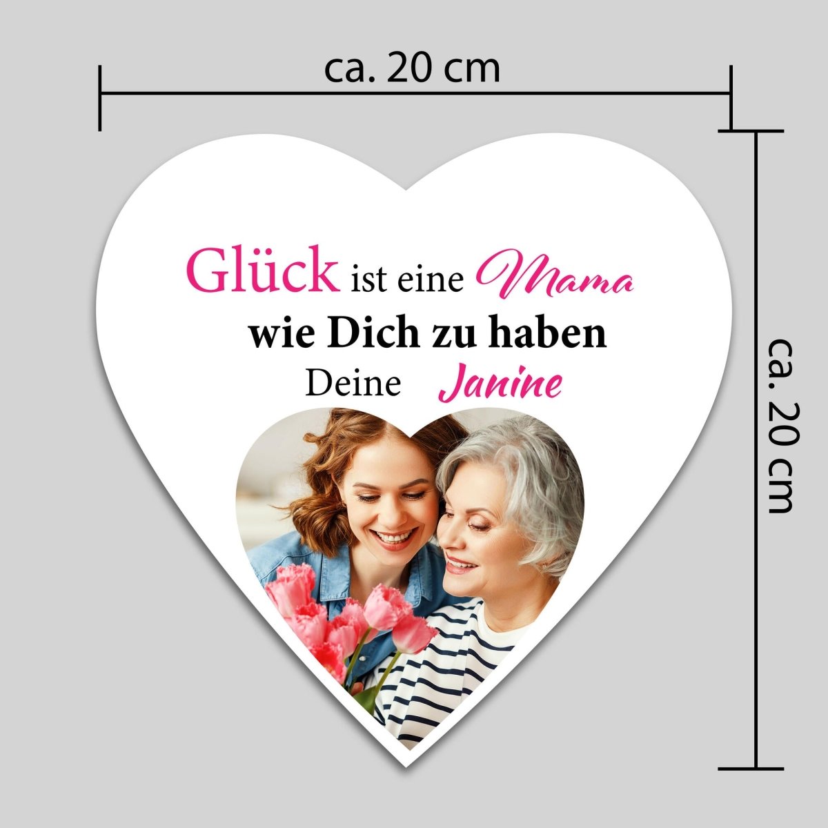 Schieferherz Mama mit Foto Herz, Namen und Spruch von Tochter mit Geschenkbox M0673 - meinleinwand.de