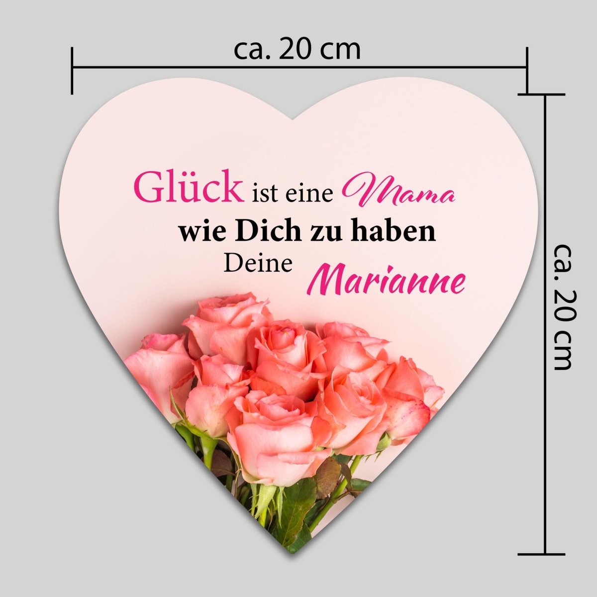 Schieferherz Mama mit Rosen, Spruch und Namen von Tochter mit Geschenkbox M0674 - meinleinwand.de
