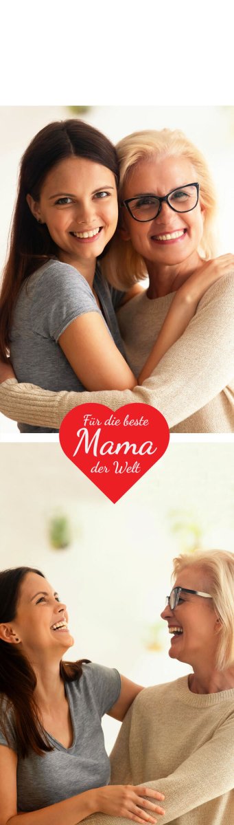 Weinkiste in Weiss mit Beste Mama der Welt, 2 Bildern und rotem Herz M0730 - meinleinwand.de