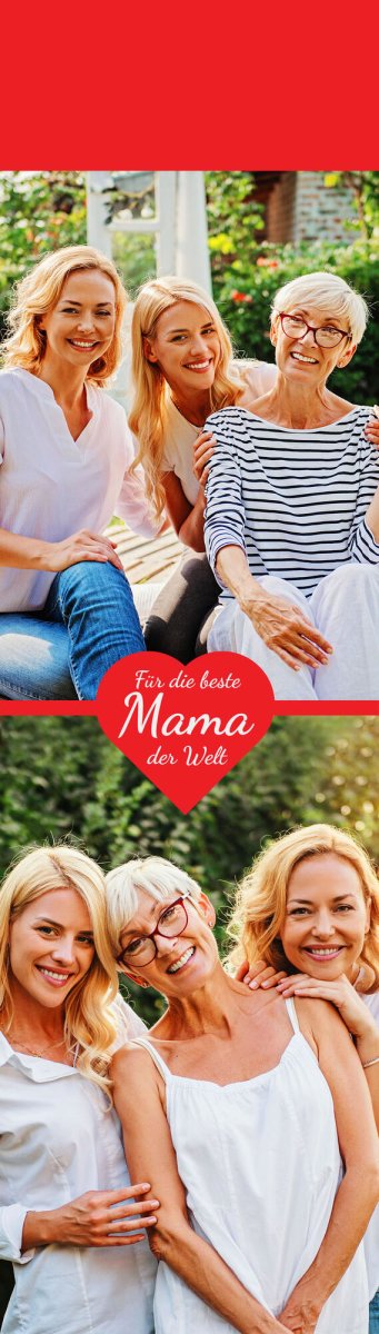 Weinkiste in Rot mit Beste Mama der Welt, 2 Bildern und rotem Herz M0732 - meinleinwand.de