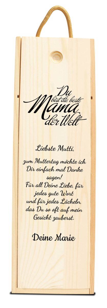 Weinkiste Beste Mama der Welt mit Spruch und Name M0735 - meinleinwand.de