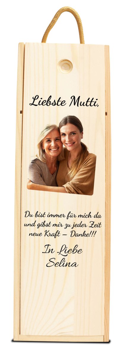 Weinkiste Mama mit Spruch, Namen und Bild M0744 - meinleinwand.de