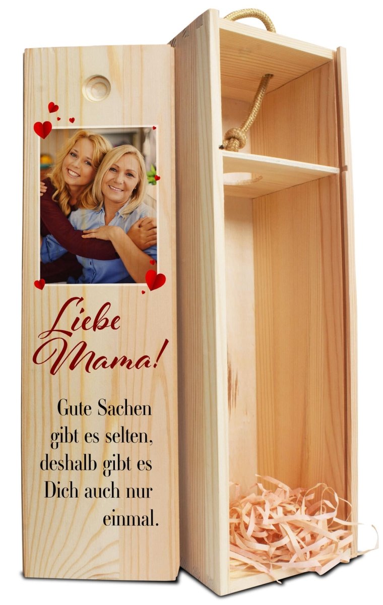 Weinkiste Liebe Mama mit Bild, Herzen und Spruch M0745 - meinleinwand.de