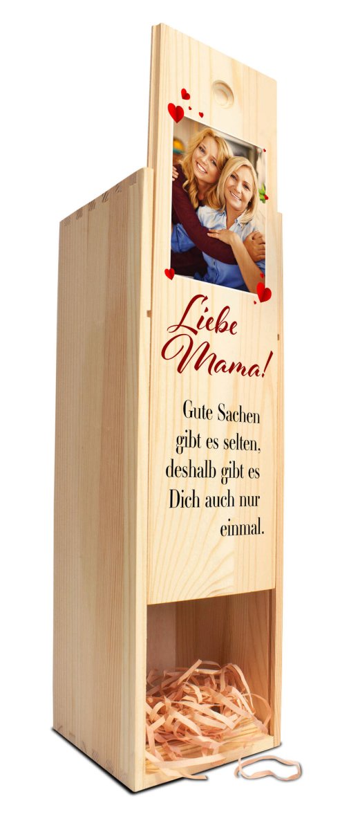 Weinkiste Liebe Mama mit Bild, Herzen und Spruch M0745 - meinleinwand.de