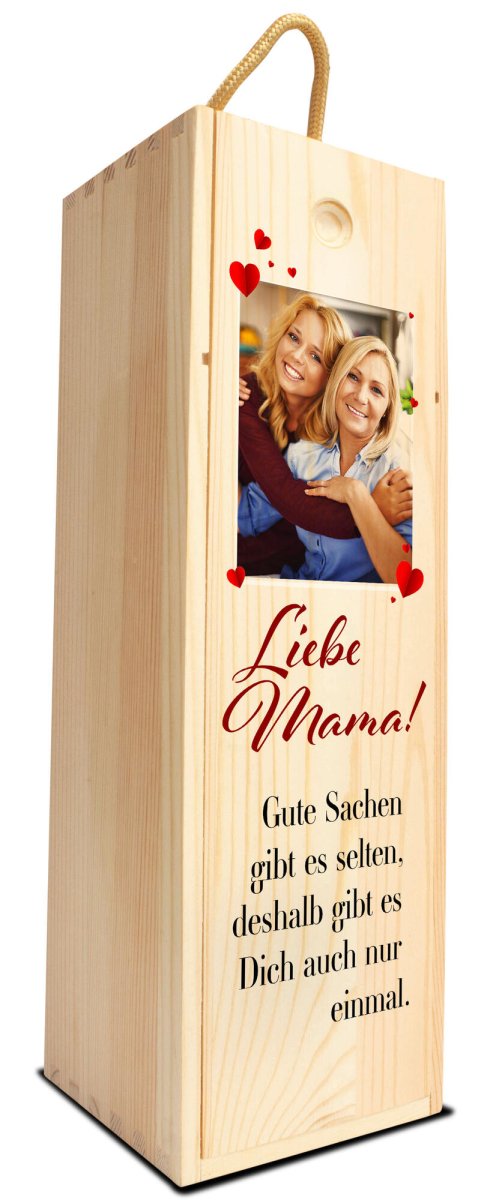 Weinkiste Liebe Mama mit Bild, Herzen und Spruch M0745 - meinleinwand.de