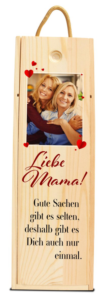 Weinkiste Liebe Mama mit Bild, Herzen und Spruch M0745 - meinleinwand.de