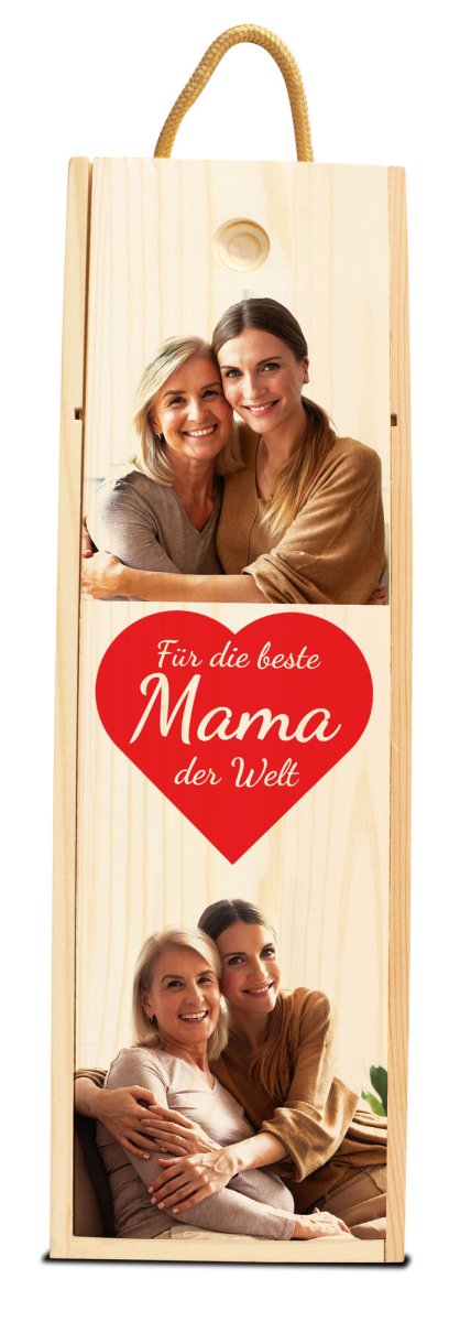 Weinkiste Beste Mama der Welt mit 2 Bildern und grossem Herz M0747 - meinleinwand.de
