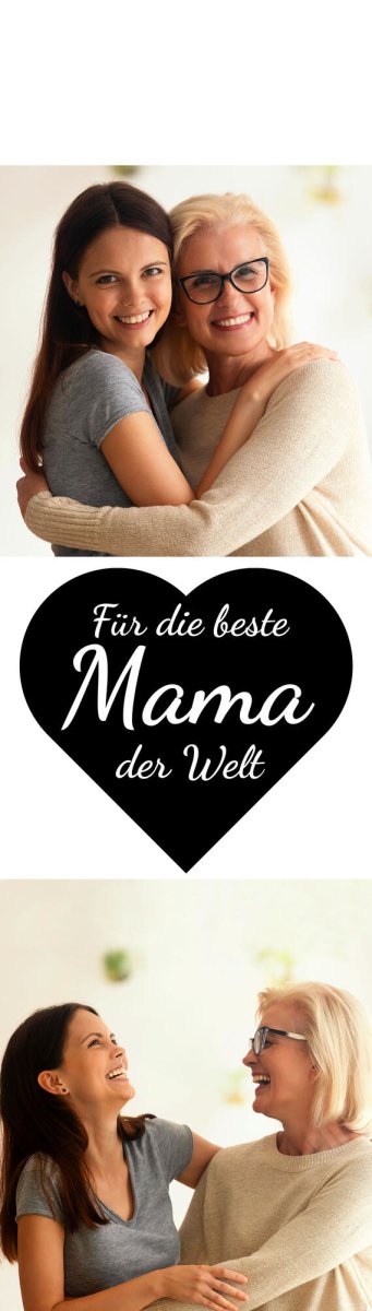 Weinkiste Beste Mama der Welt mit 2 Bildern und Herz in Schwarz M0748 - meinleinwand.de