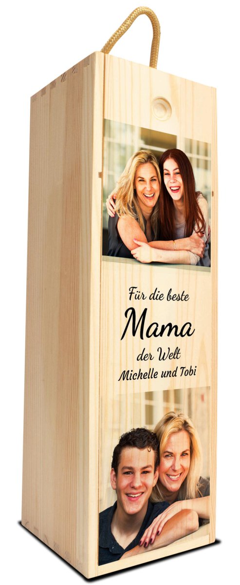 Weinkiste Beste Mama mit 2 Bildern und individuellen Namen M0757 - meinleinwand.de