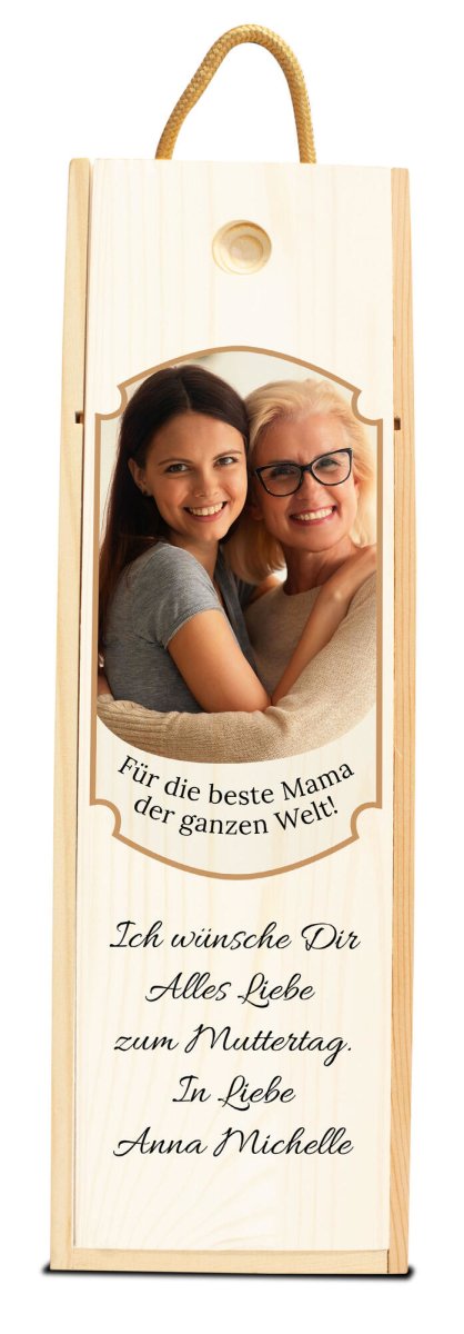 Weinkiste in Weiss Beste Mama der Welt mit Spruch M0767 - meinleinwand.de