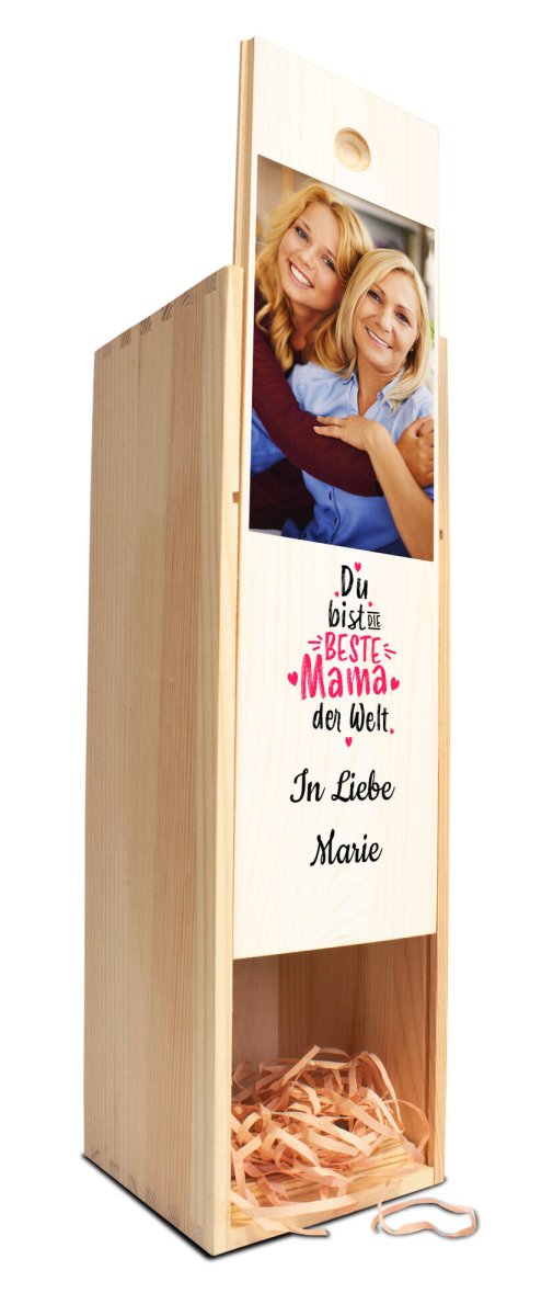 Weinkiste in Weiss Beste Mama mit Bild M0770 - meinleinwand.de