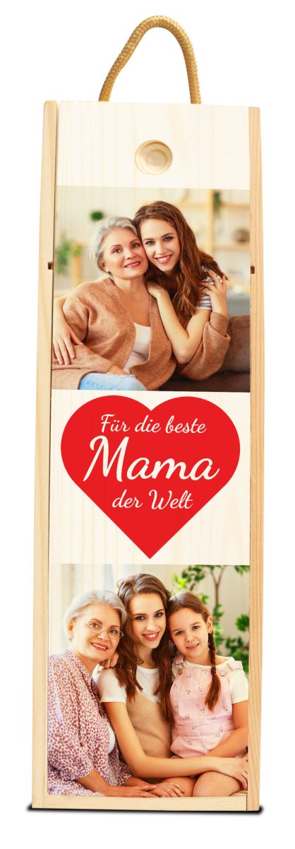 Weinkiste in Weiss Beste Mama mit 2 Bildern und Herz M0772 - meinleinwand.de