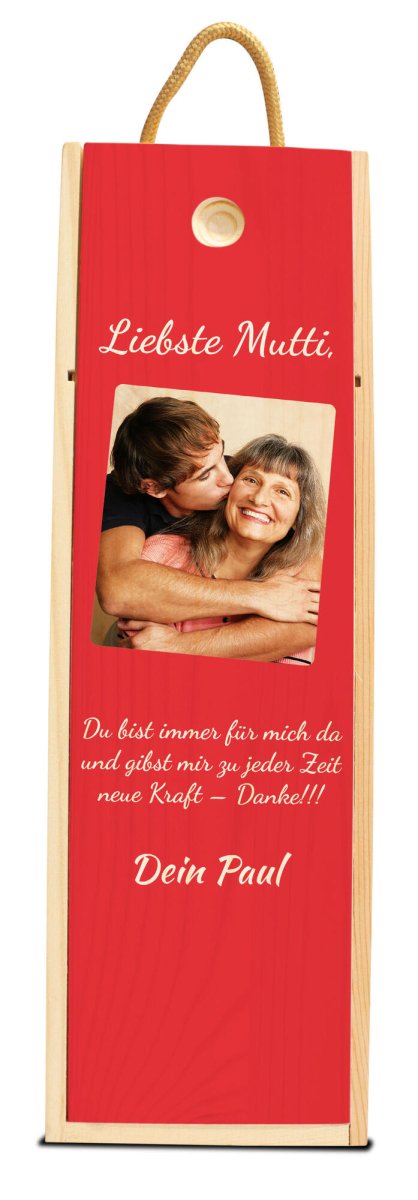 Weinkiste in Rot Liebste Mutti mit Bild, Danke und Namen M0778 - meinleinwand.de