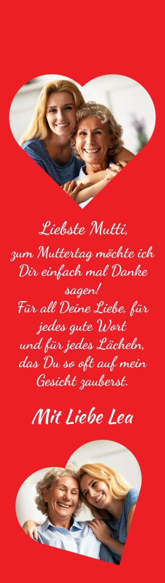 Weinkiste in Rot Liebste Mutti mit Text, Namen und Foto Herzen M0780 - meinleinwand.de